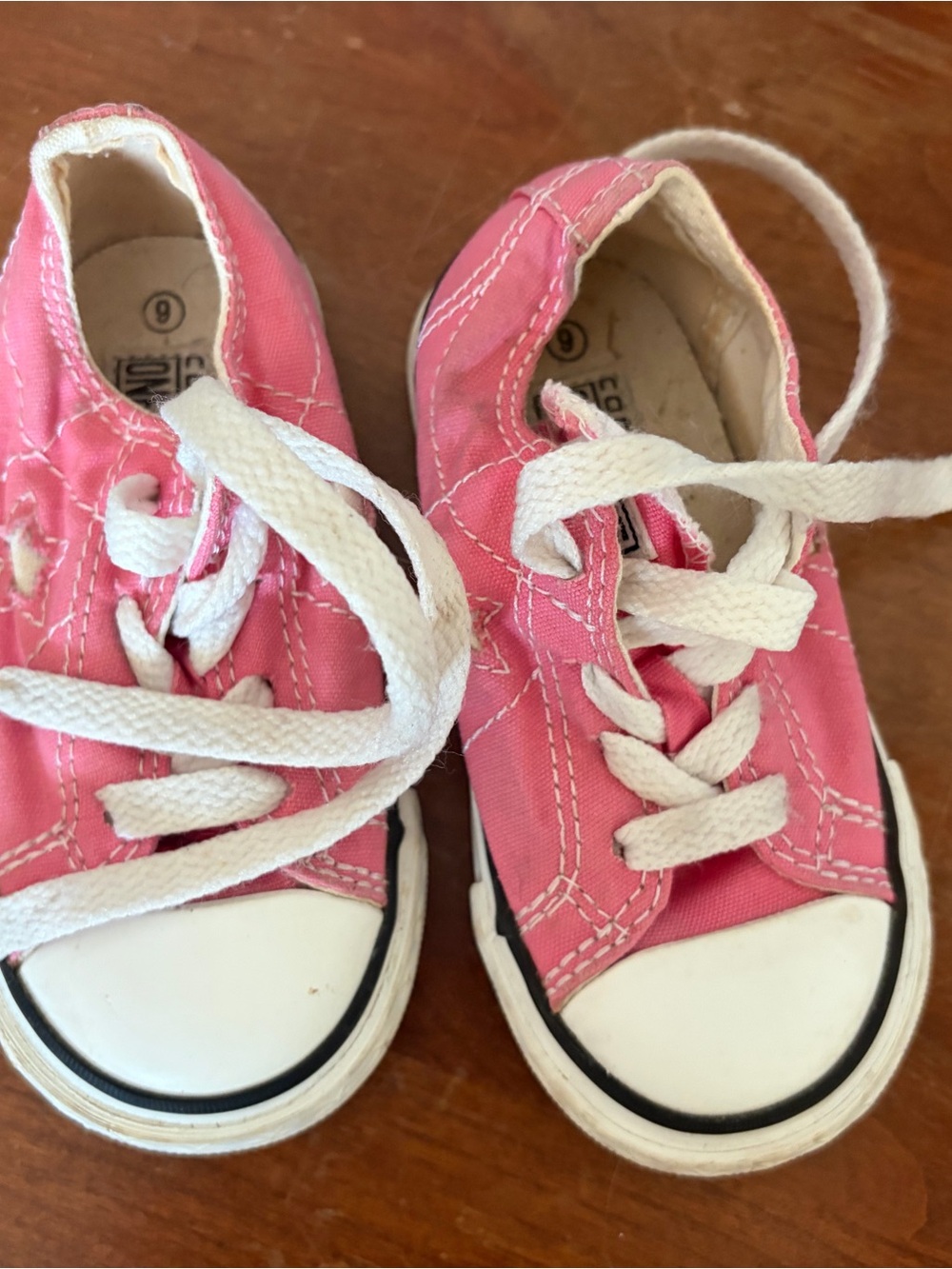Converse Kids Baby Pink Canvas Lace-Up Sneakers with White Accents 6